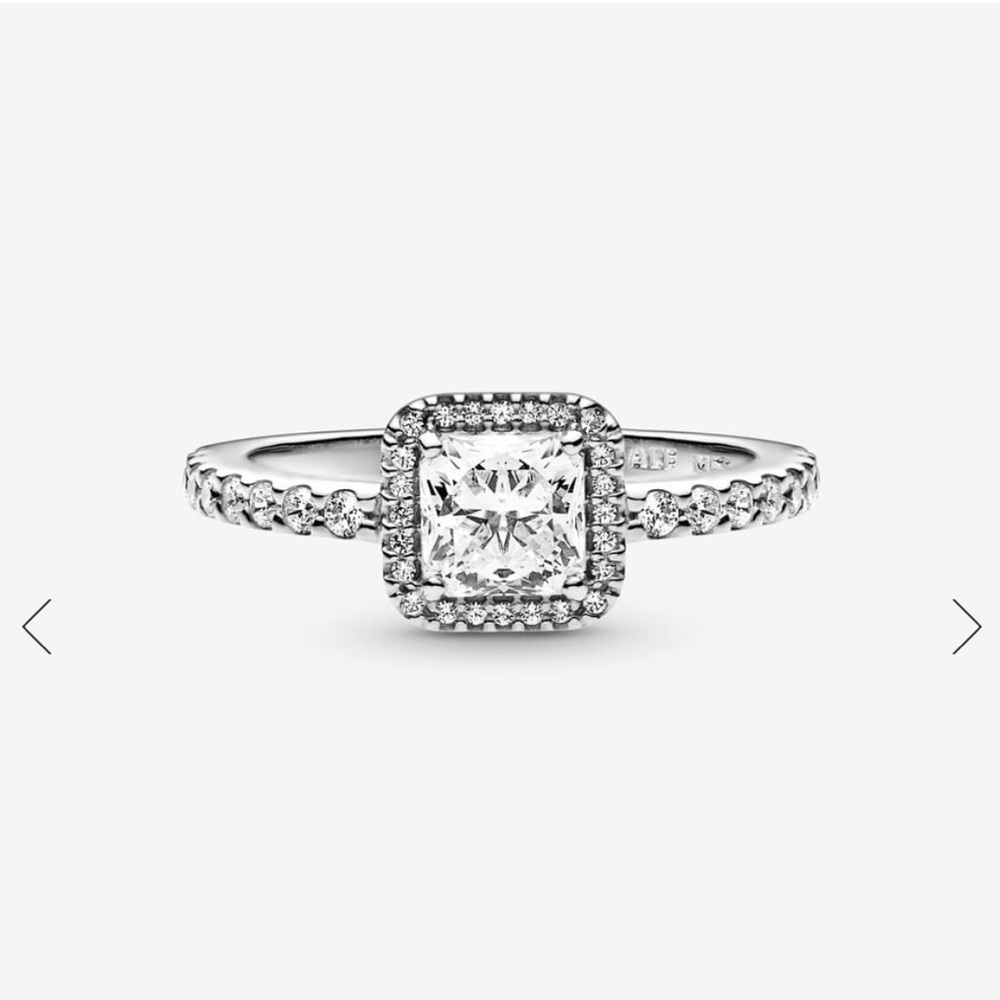 Pandora Square Sparkle Halo Ring